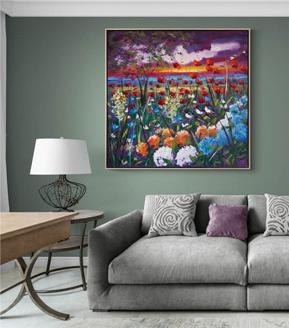 Bahçenin Günbatımı Şarkısı Yağlı Boya Tablosu