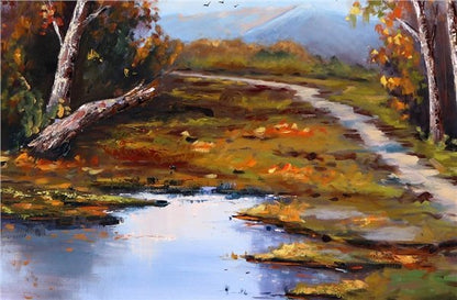 Ormanın Güz Yankısı Yağlı Boya Tablosu
