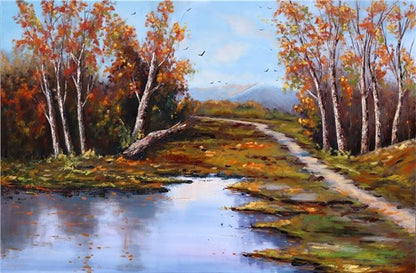 Ormanın Güz Yankısı Yağlı Boya Tablosu