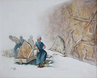 Piramitte Çalışmak Yağlı Boya Tablosu