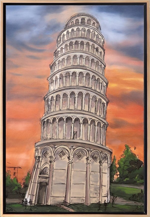 Pisa Kulesi Yağlı Boya Tablosu