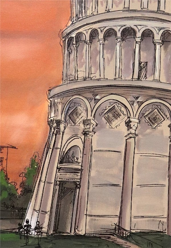 Pisa Kulesi Yağlı Boya Tablosu