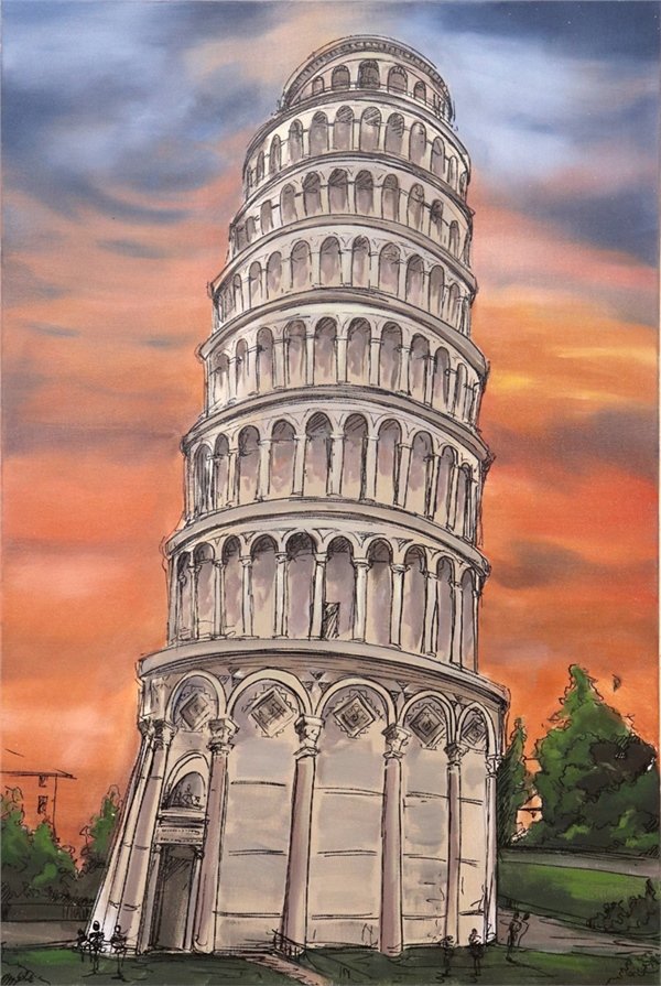 Pisa Kulesi Yağlı Boya Tablosu