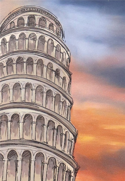 Pisa Kulesi Yağlı Boya Tablosu