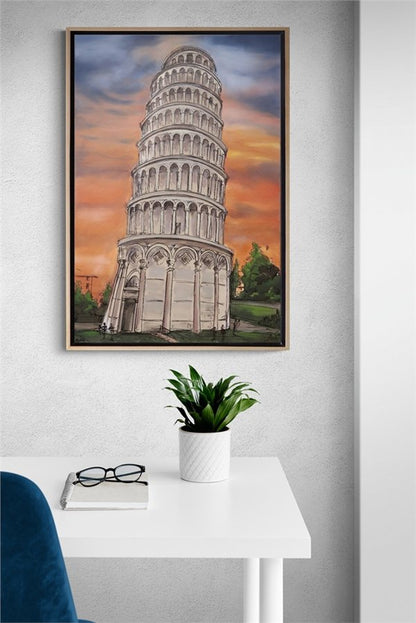 Pisa Kulesi Yağlı Boya Tablosu