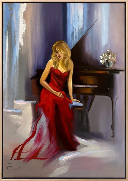 Piyano Çalan Yağlı Boya Tablosu