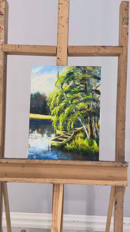 Göl Kıyısında Yağlı Boya Tablosu