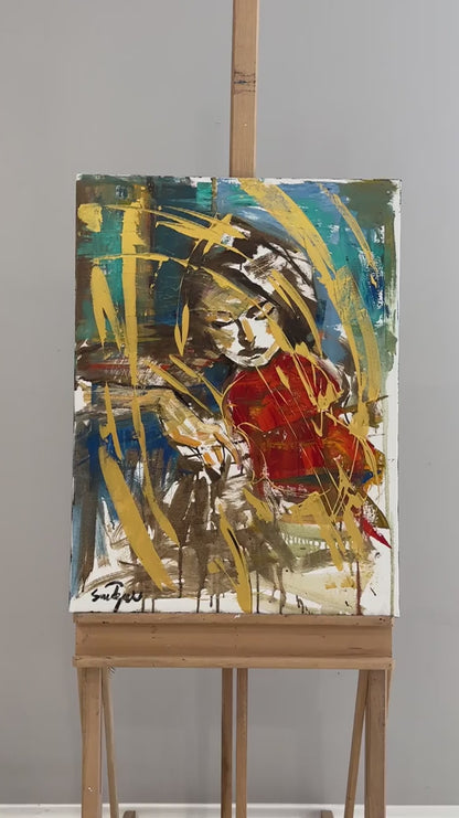 Keman Çalan Yağlı Boya Tablosu