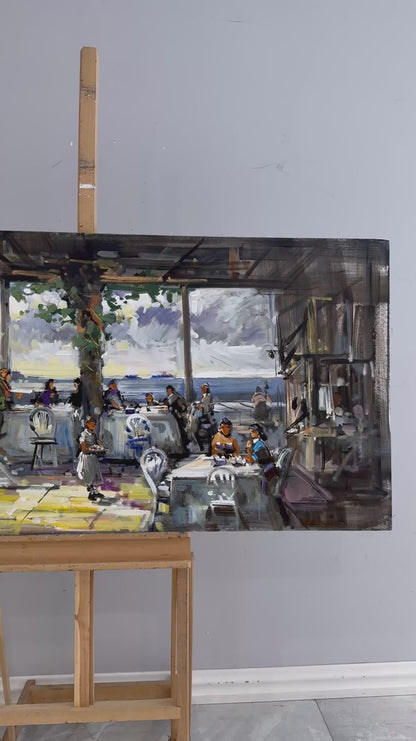 Boğaz’da Bir Akşamüstü Yağlı Boya Tablosu