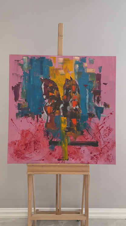 Atların Renkli Serüveni Yağlı Boya Tablosu