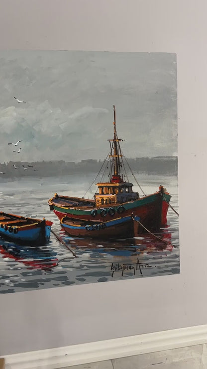 Boğazda Sakin Bir Gün Yağlı Boya Tablosu