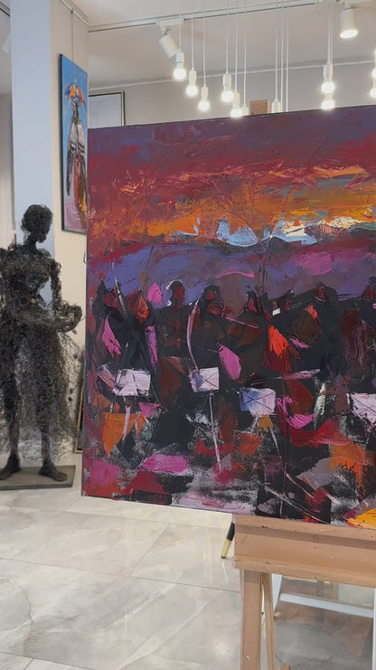 İstanbul Günbatımı Senfonisi Yağlı Boya Tablosu