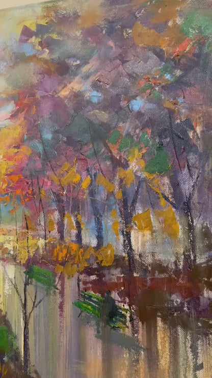 Sonbaharda El Ele Yağlı Boya Tablosu