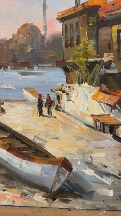 Rıhtımda Bekleyenler Yağlı Boya Tablosu
