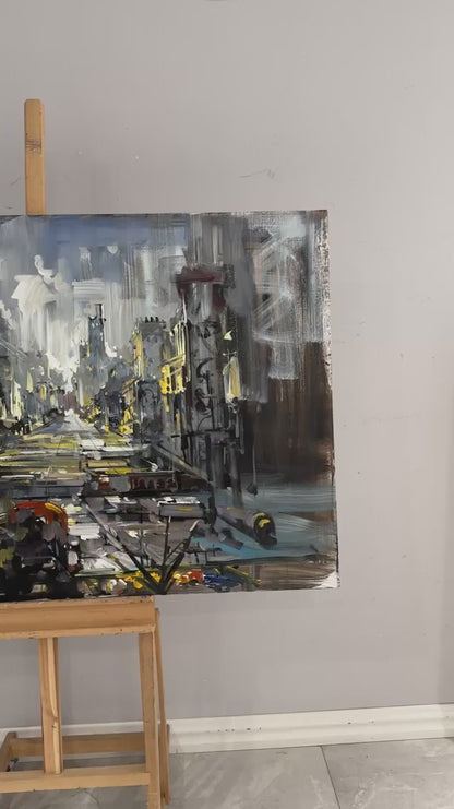 Gri Metropol Yağlı Boya Tablosu