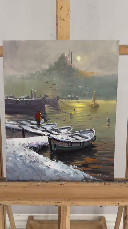 Beyazın İçinde İstanbul Yağlı Boya Tablosu