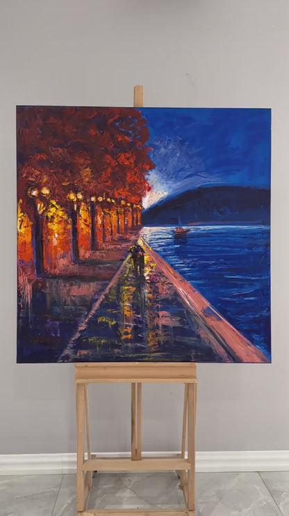 Kızıl Mavi Yağlı Boya Tablosu