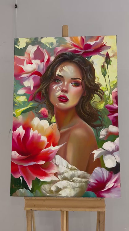 Kır Çiçeklerinin Kızı Yağlı Boya Tablosu