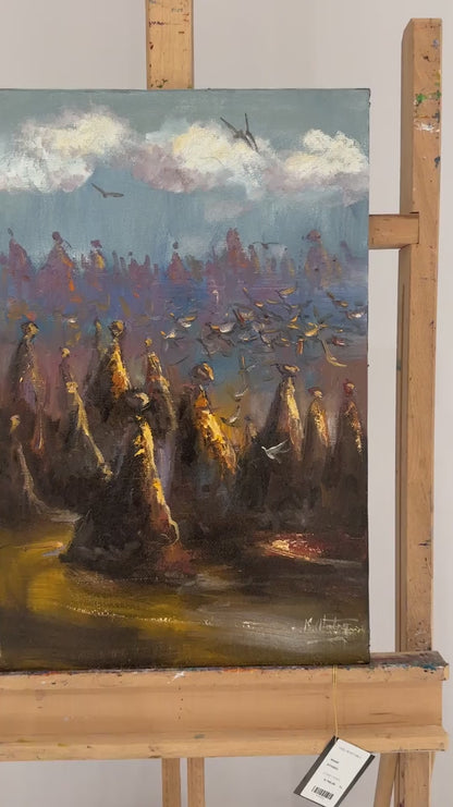 Kapadokya Güvercinleri Yağlı Boya Tablosu