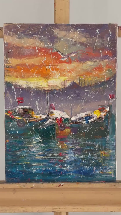 Boğazda Gün Yağlı Boya Tablosu