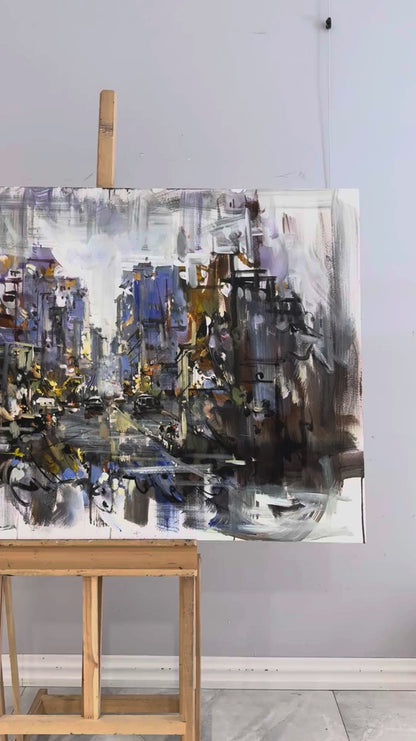 Kozmopolik Bir Şehir Yağlı Boya Tablosu