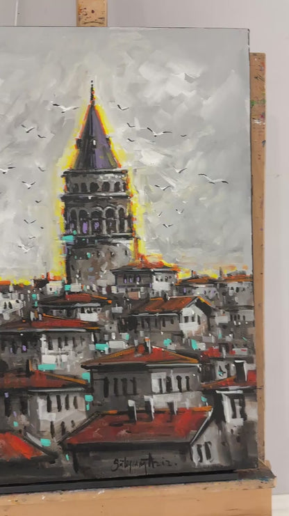 Galata’da Gün Yağlı Boya Tablosu