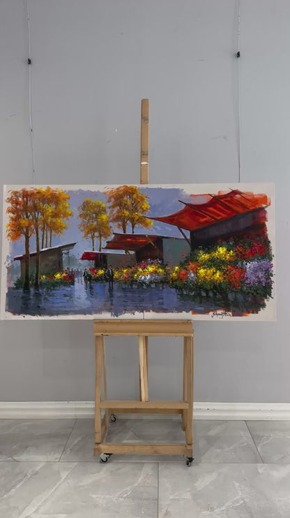 Çiçekçilerin Sokağı Yağlı Boya Tablosu