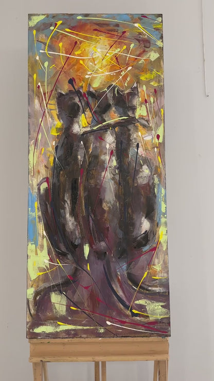 Kedi Yansımaları Yağlı Boya Tablosu