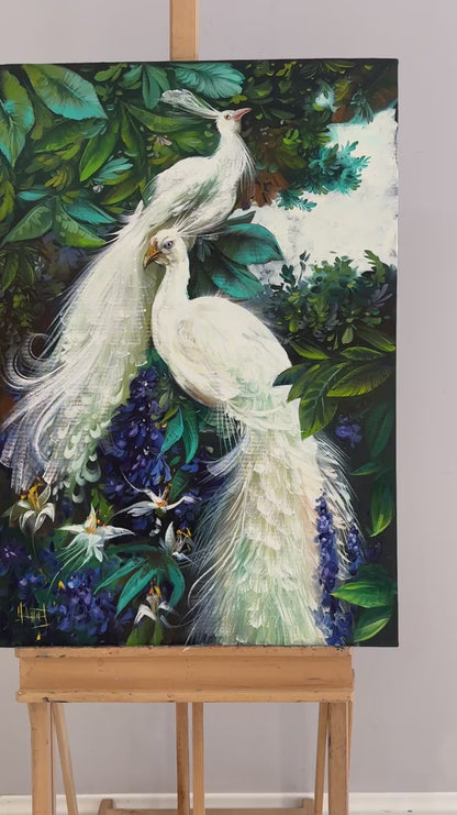 Tavus Kuşlarının Masalı Yağlı Boya Tablosu