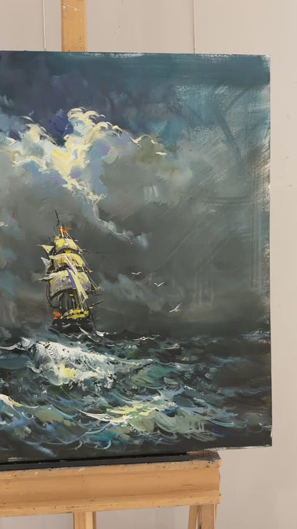 Yelkenin Ardında Yağlı Boya Tablosu