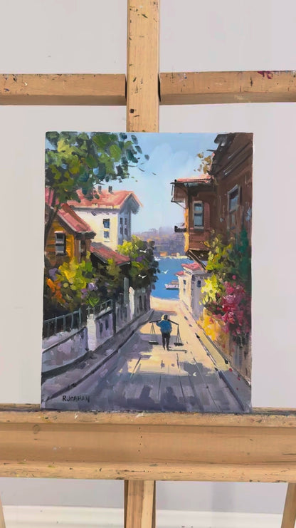 Üsküdar Sokakları Yağlı Boya Tablosu