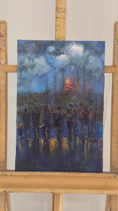 Gece İstanbul Balıkçıları Yağlı Boya Tablosu