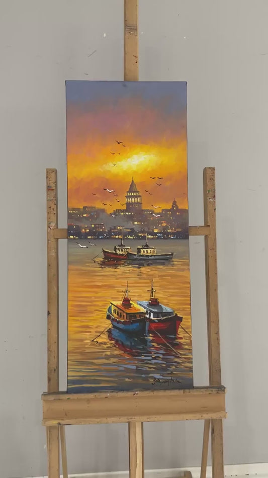 Akşamın Altın İzleri Yağlı Boya Tablosu