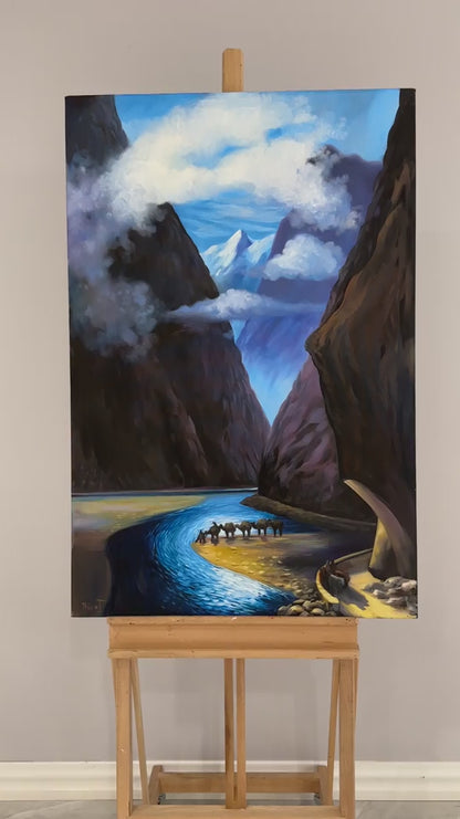 Kanyondaki Kervan Yağlı Boya Tablosu