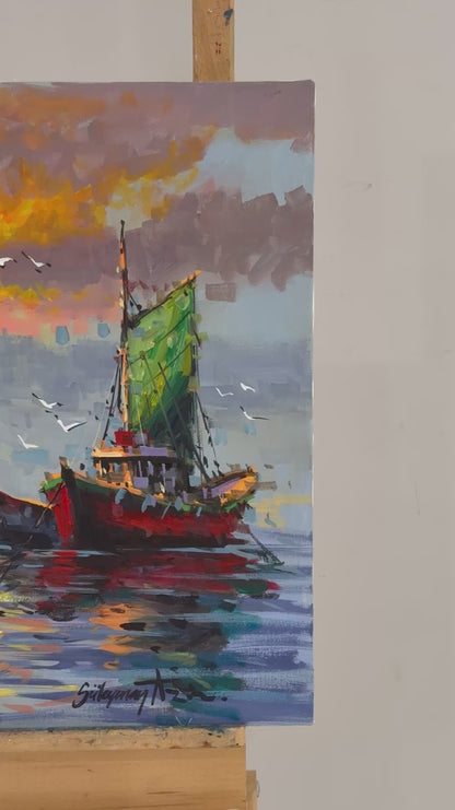 Boğazın Sessiz Avcıları Yağlı Boya Tablosu