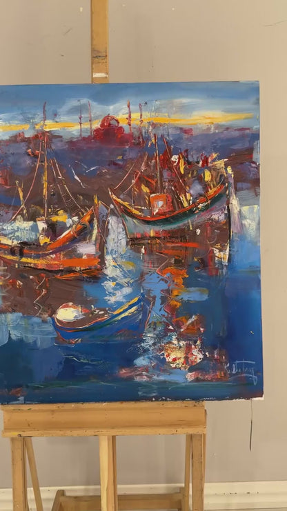 Ufka Doğru Yelkenliler Yağlı Boya Tablosu