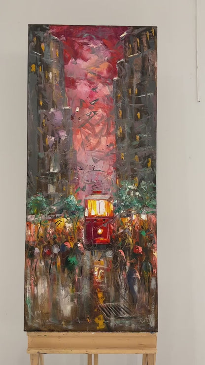 Soyut İstiklal Manzarası Yağlı Boya Tablosu