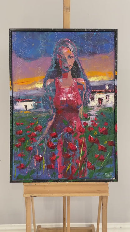 Gelinciklerin Renkli Görünümü Yağlı Boya Tablosu