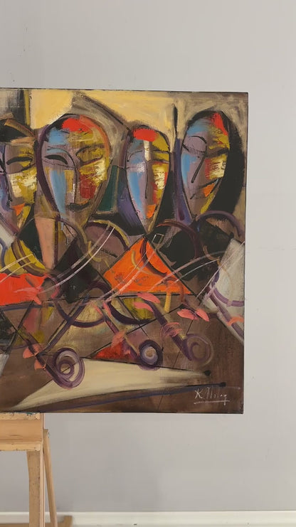 Müzikal Geometri Yağlı Boya Tablosu