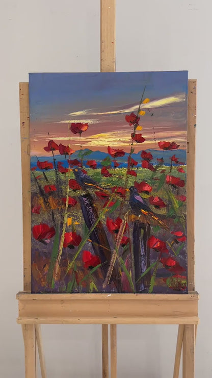 Günbatımı Gelincikleri Yağlı Boya Tablosu