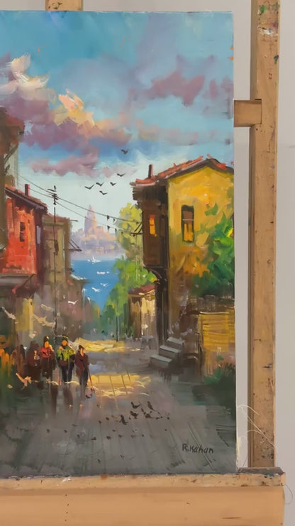 Boğazda Sessiz Bir Gün Yağlı Boya Tablosu