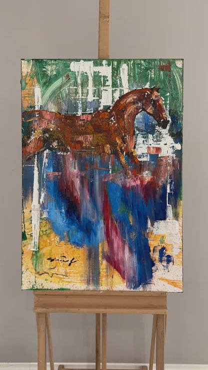 Renkli Rüyalarda At Yağlı Boya Tablosu