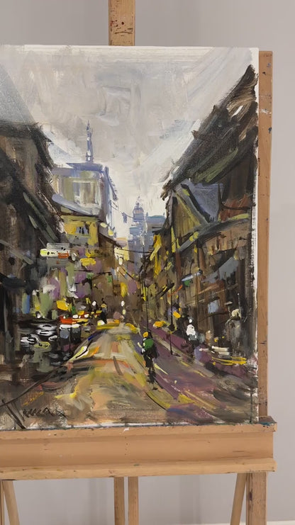 Köy Kasabasında Pazartesi Sabahı Yağlı Boya Tablosu