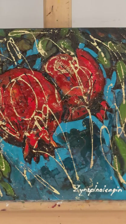 Turkuazda Nar Yağlı Boya Tablosu