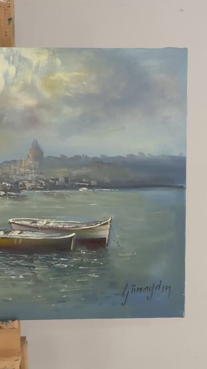 Boğazda Kış Işığı Yağlı Boya Tablosu