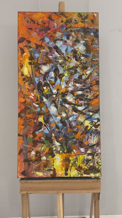 Altın Yaprakların Ardında Yağlı Boya Tablosu