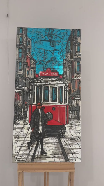 İstiklal Caddesi'nin Tarihi Dokusu Yağlı Boya Tablosu