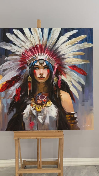 Kızılderili Prenses Yağlı Boya Tablosu