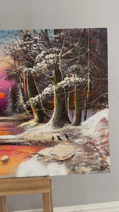Kışın Büyülü Yansımaları Yağlı Boya Tablosu
