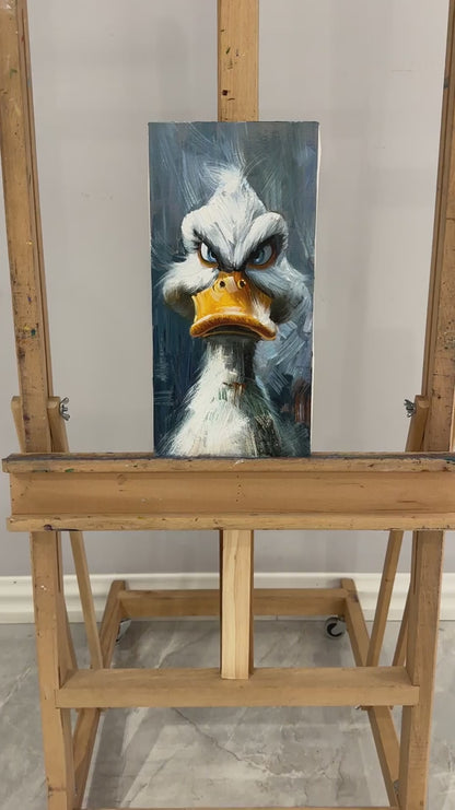 Öfkeli Ördek Yağlı Boya Tablosu